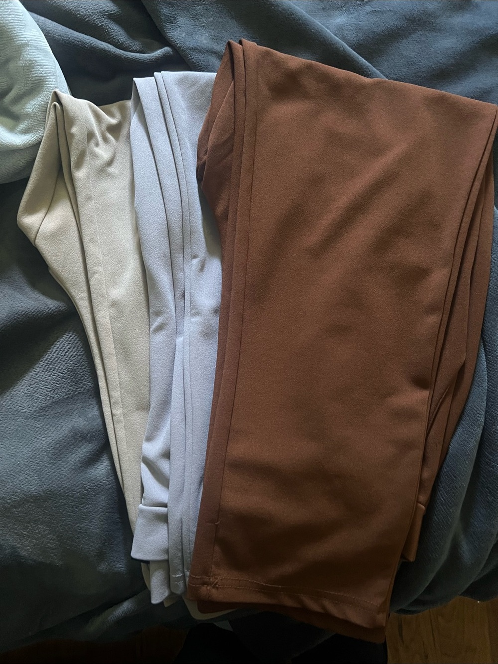 SHEIN Neutral Tone Skinny Leg Workpants Set in Brown, Light Gray, Cream